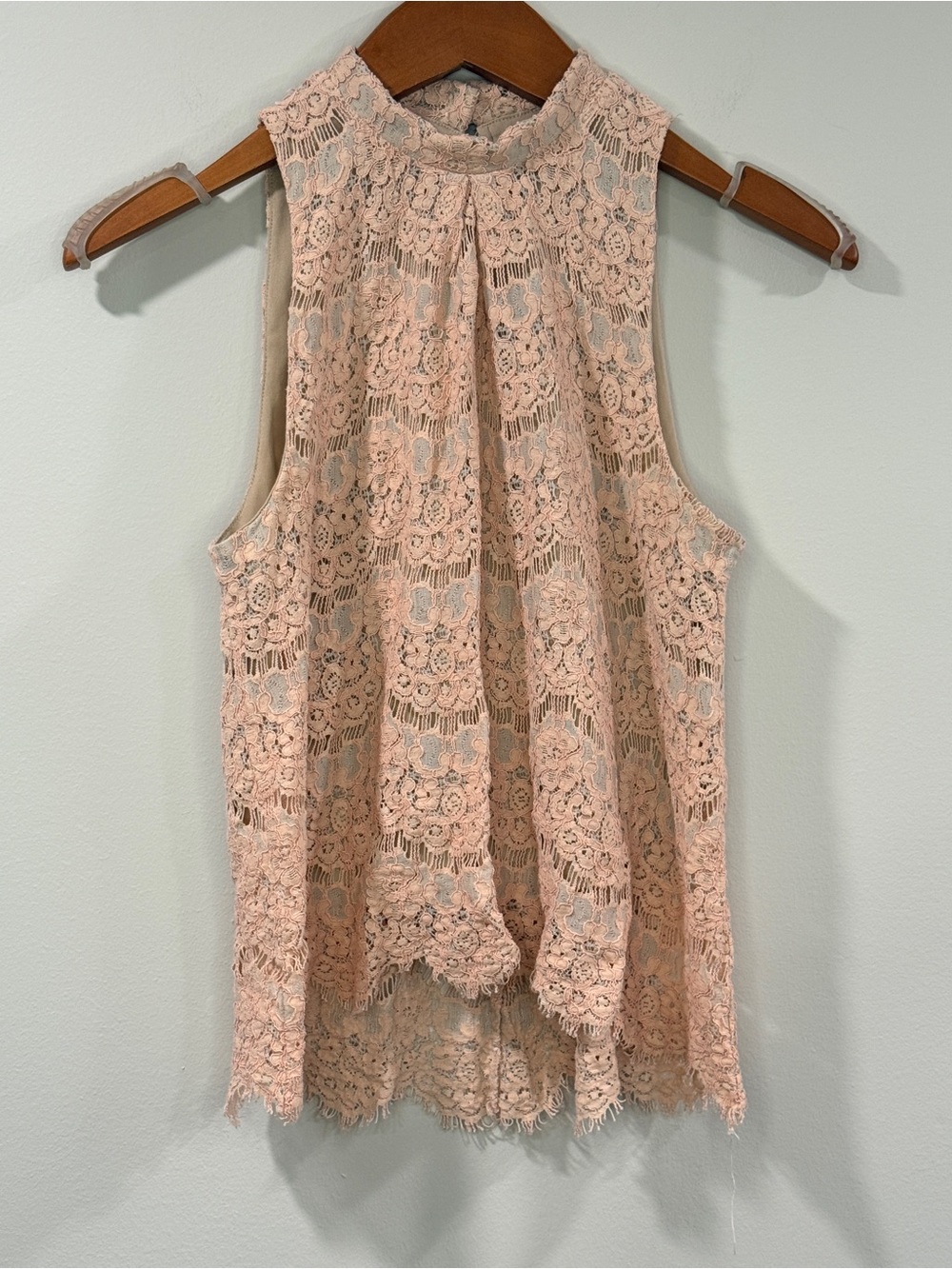 love, Fire Womens Blush Pink Lace Sleeveless Mock Neck Camisole Size S